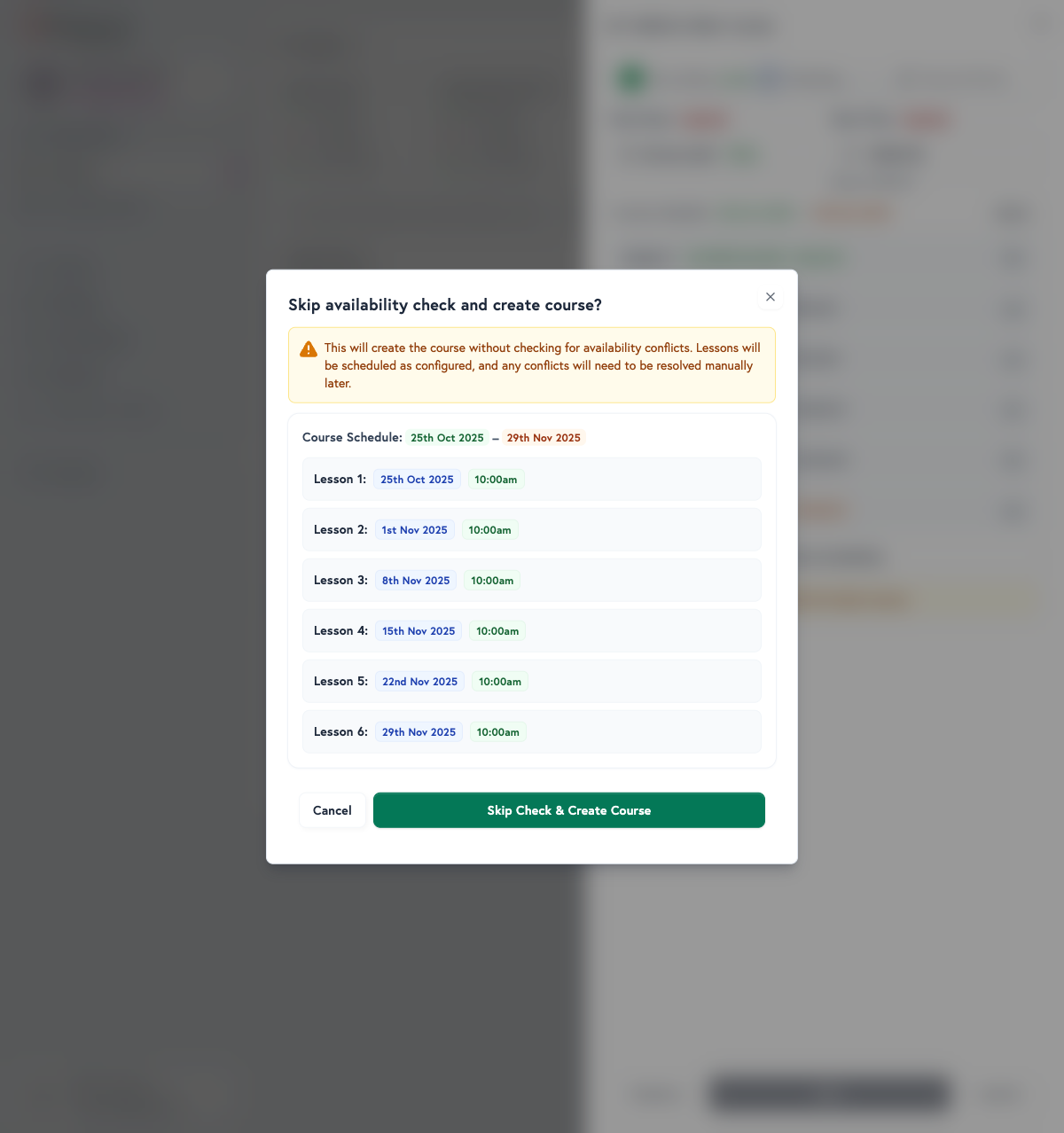 Skip Check Confirmation