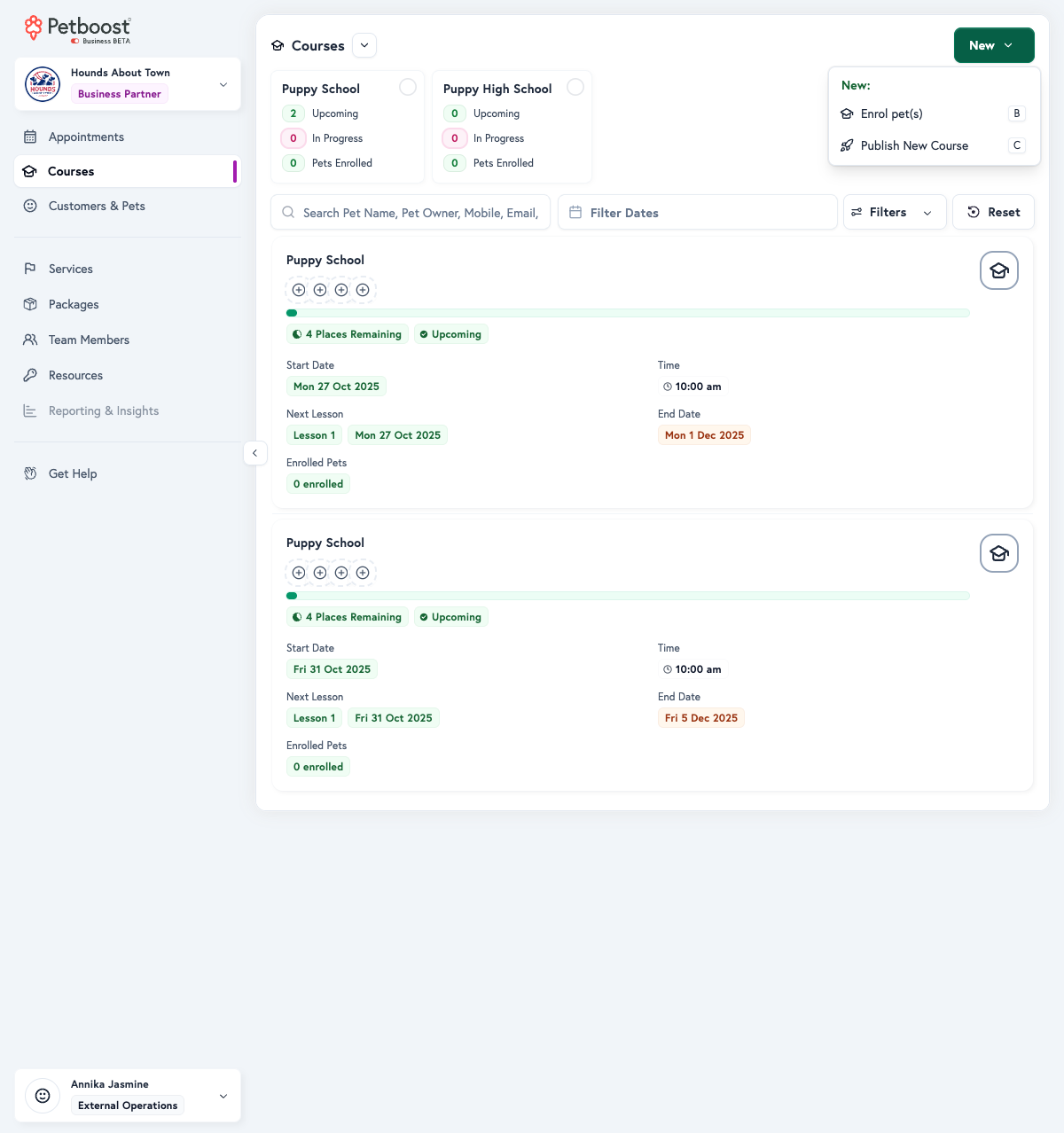 New Course Options