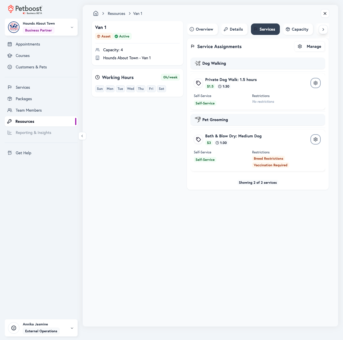 Resource Creation - Assigned Services